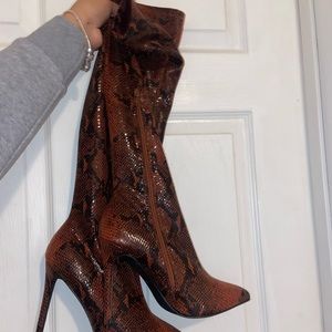 Fashion Nova You Kneed This Boot -Chocolate Snake